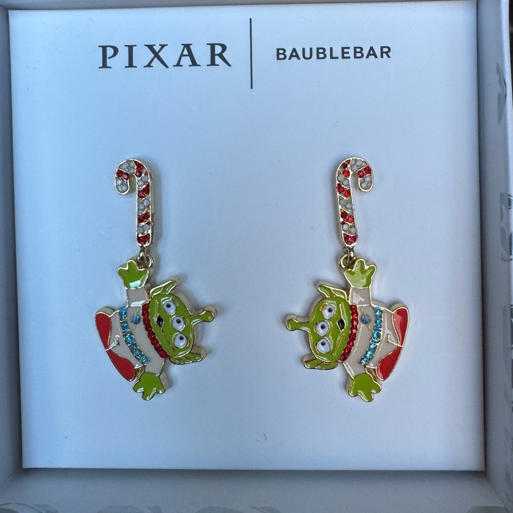 Disney Pixar BaubleBar Toy Story Alien Christmas Earrings NIB